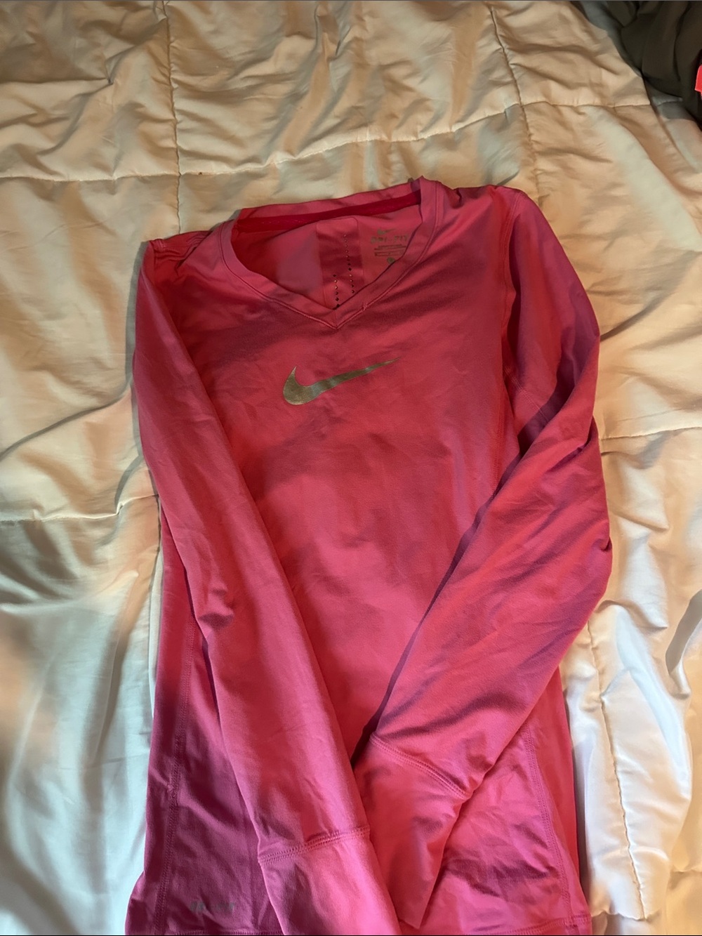 Nike Pink Long-Sleeve V-Neck Performance Top